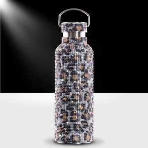 Bedazzled Water Bottle 24oz - Gold Leopard NWT